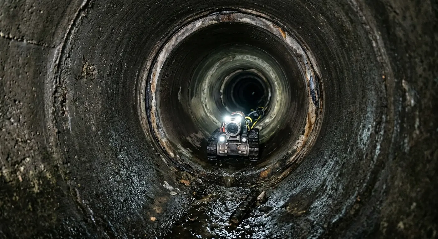 Robotic sewer camera inspecting pipe interior for Drain Snake Service in Farmers Branch